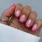 French Rose Red Glitter Square 24PCS Free Size Press on Nails JP3936