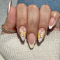 Yellow Flowers Almond 24PCS Free Size Press on Nails JP3796