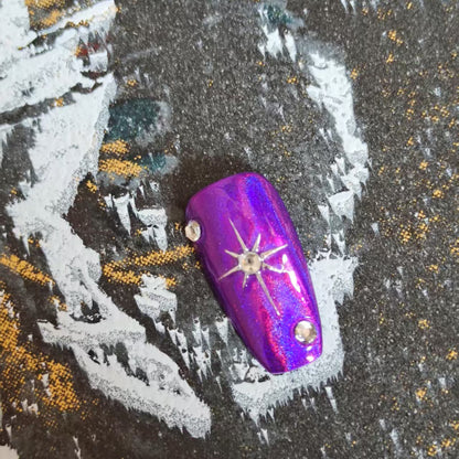 Purple Handmade Coffin French Tip Press On Nails